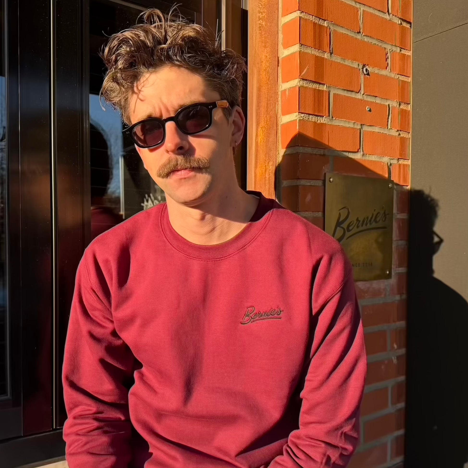 Bernie's Maroon Crewneck Sweater